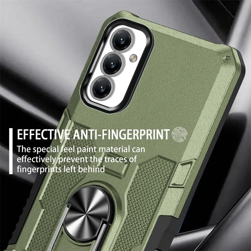 For Samsung Galaxy A15 4G / 5G Phone Case Ring Kickstand PC + TPU Shockproof Cover - Green