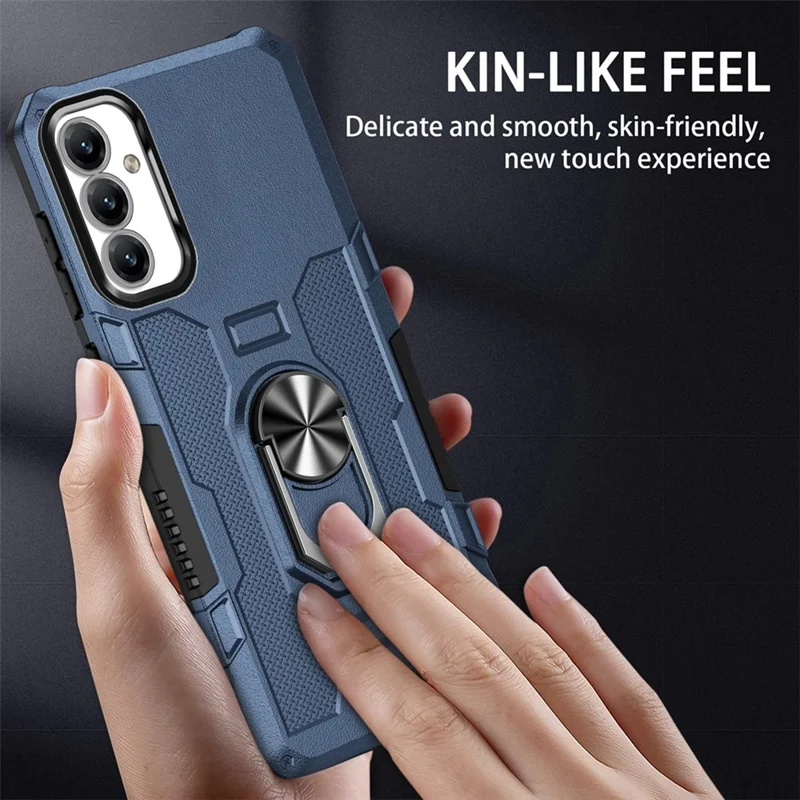 For Samsung Galaxy A15 4G / 5G Phone Case Ring Kickstand PC + TPU Shockproof Cover - Blue