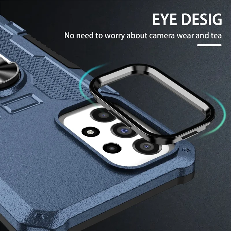 For Samsung Galaxy A15 4G / 5G Phone Case Ring Kickstand PC + TPU Shockproof Cover - Blue
