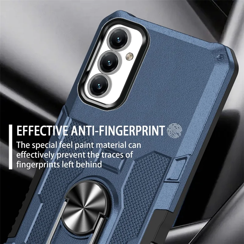 For Samsung Galaxy A15 4G / 5G Phone Case Ring Kickstand PC + TPU Shockproof Cover - Blue