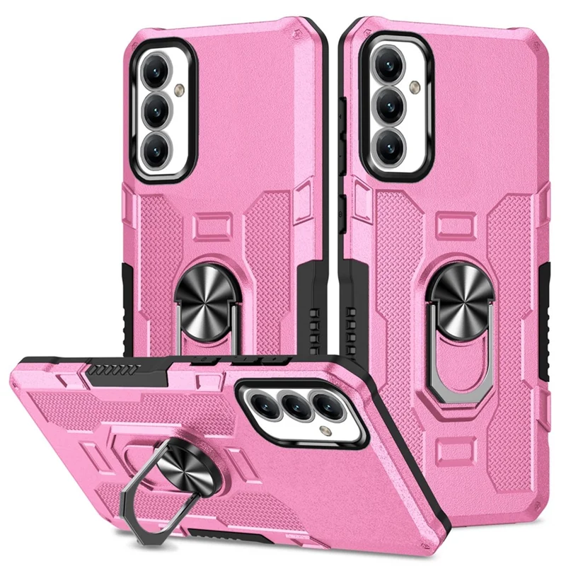 For Samsung Galaxy A15 4G / 5G Phone Case Ring Kickstand PC + TPU Shockproof Cover - Pink