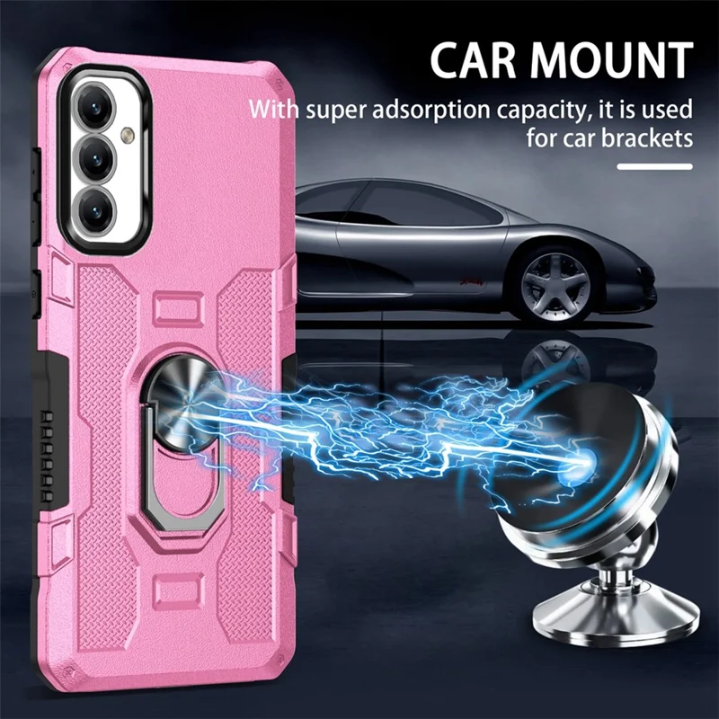 For Samsung Galaxy A15 4G / 5G Phone Case Ring Kickstand PC + TPU Shockproof Cover - Pink