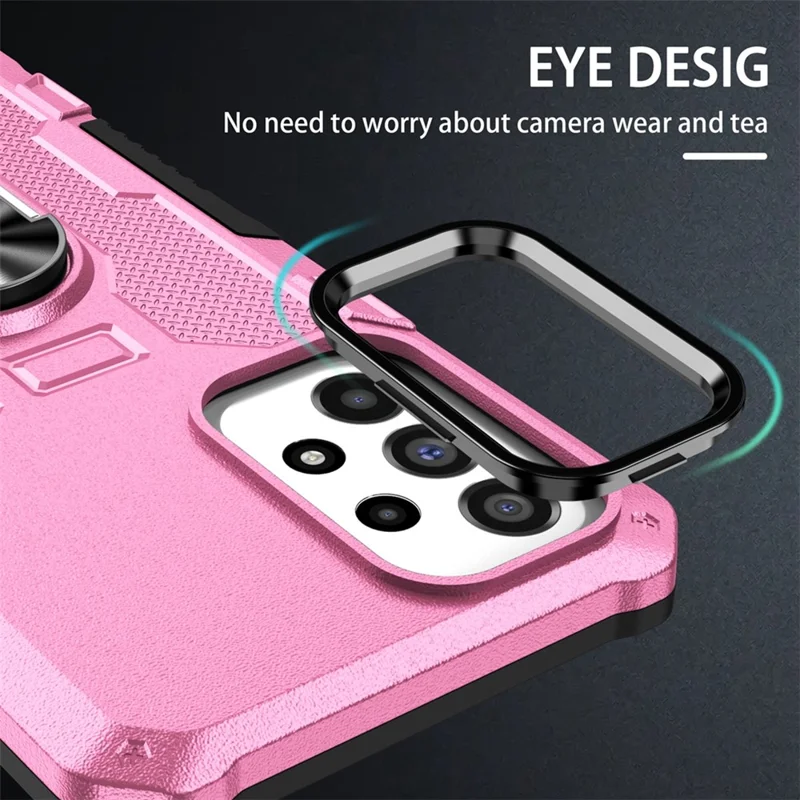 For Samsung Galaxy A15 4G / 5G Phone Case Ring Kickstand PC + TPU Shockproof Cover - Pink