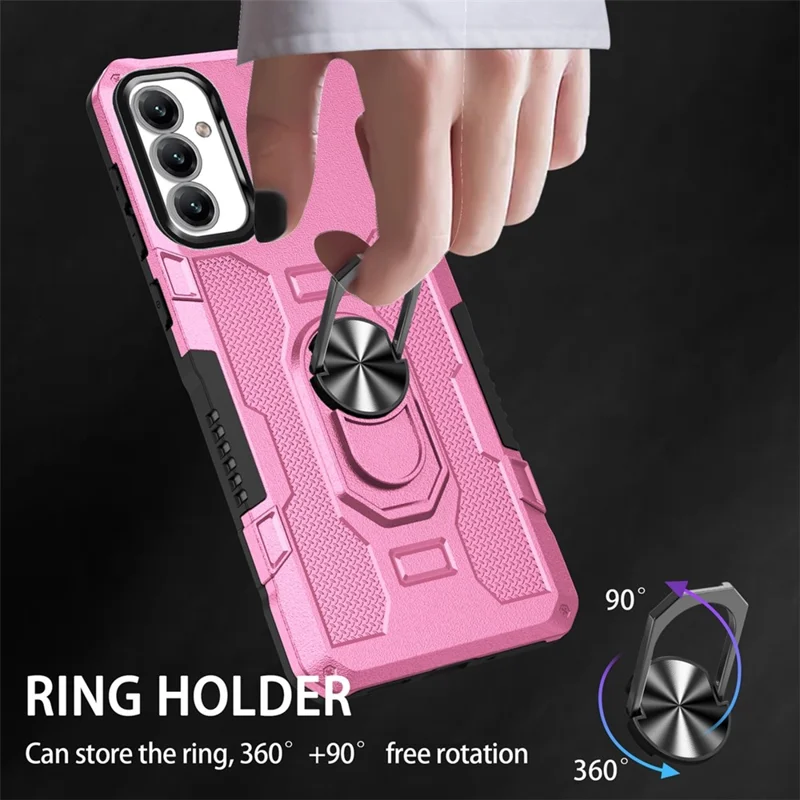 For Samsung Galaxy A15 4G / 5G Phone Case Ring Kickstand PC + TPU Shockproof Cover - Pink