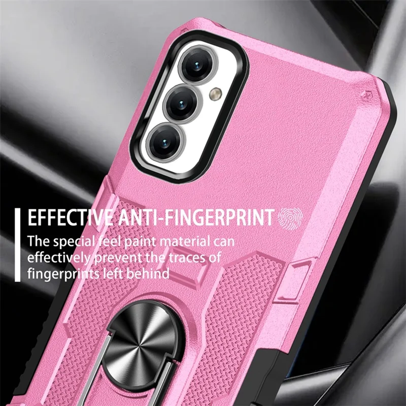 For Samsung Galaxy A15 4G / 5G Phone Case Ring Kickstand PC + TPU Shockproof Cover - Pink