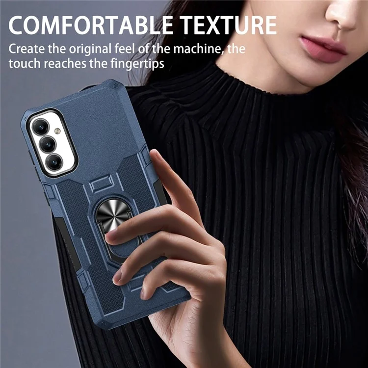 For Samsung Galaxy A16 5G  /  4G Phone Case Ring Kickstand PC + TPU Shockproof Cover - Blue
