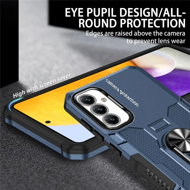 For Samsung Galaxy A16 5G  /  4G Phone Case Ring Kickstand PC + TPU Shockproof Cover - Blue