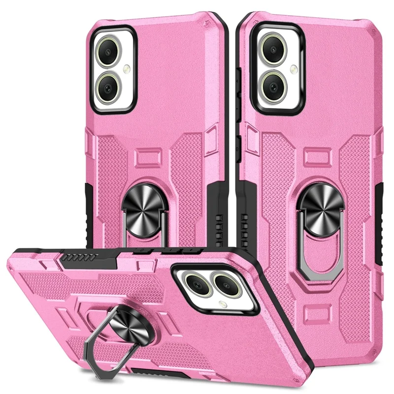 For Samsung Galaxy A05 4G Phone Case Ring Kickstand PC + TPU Shockproof Cover - Pink