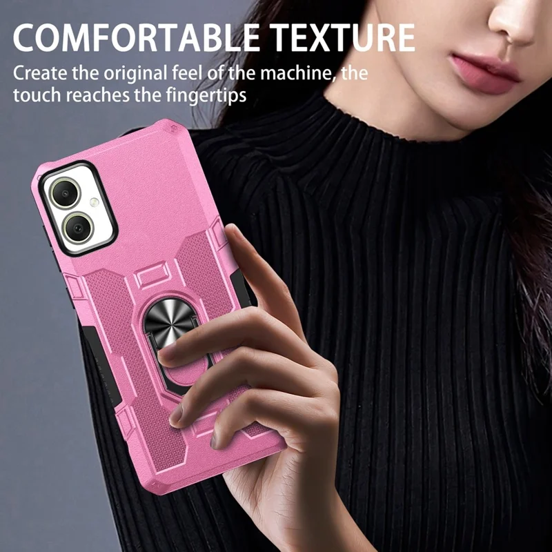 For Samsung Galaxy A05 4G Phone Case Ring Kickstand PC + TPU Shockproof Cover - Pink
