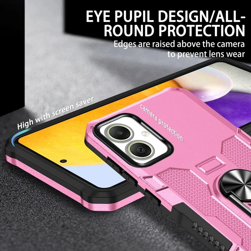 For Samsung Galaxy A05 4G Phone Case Ring Kickstand PC + TPU Shockproof Cover - Pink
