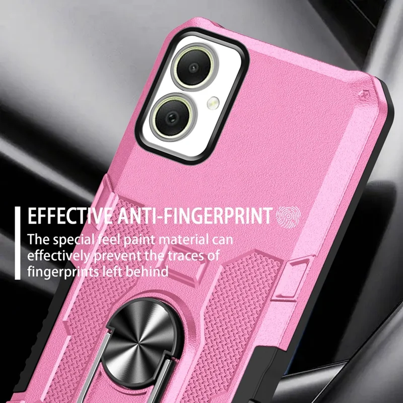 For Samsung Galaxy A05 4G Phone Case Ring Kickstand PC + TPU Shockproof Cover - Pink