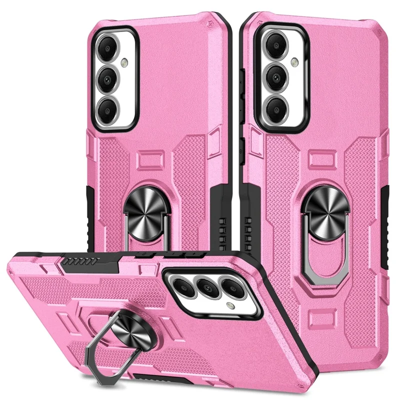 For Samsung Galaxy A05s 4G Phone Case Ring Kickstand PC + TPU Shockproof Cover - Pink