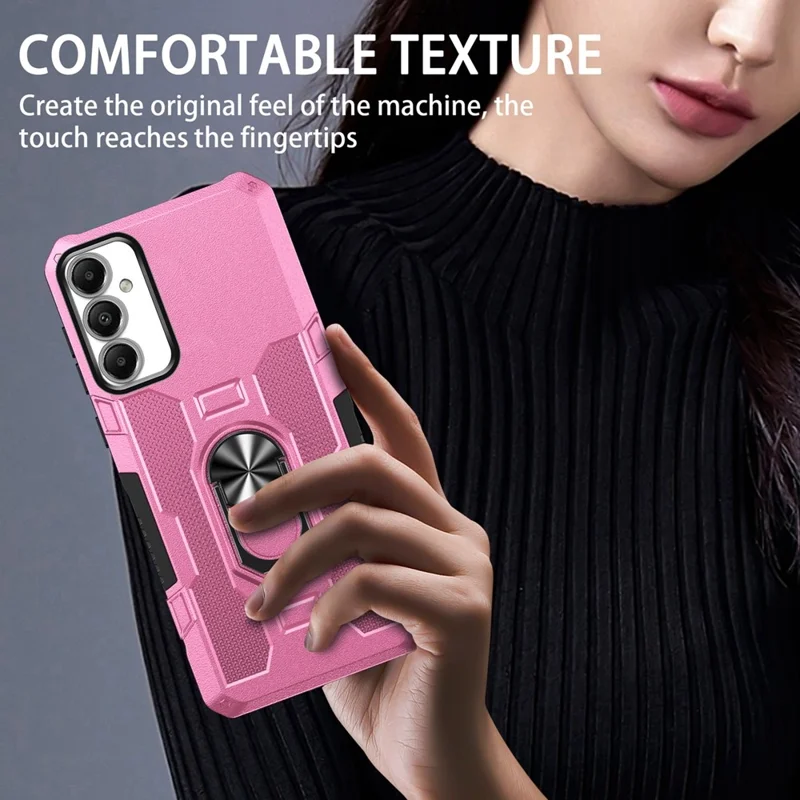 For Samsung Galaxy A05s 4G Phone Case Ring Kickstand PC + TPU Shockproof Cover - Pink