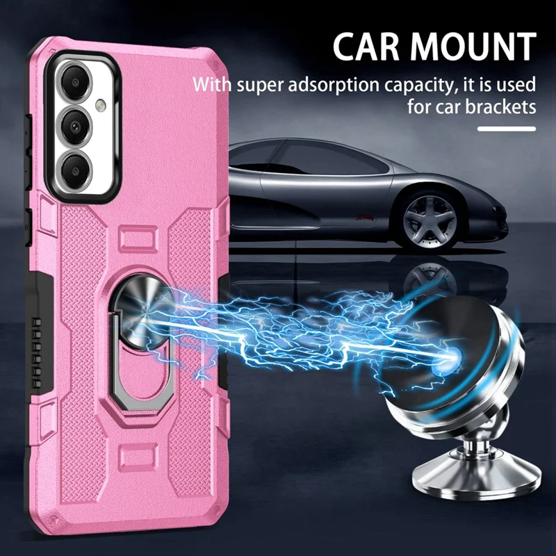 For Samsung Galaxy A05s 4G Phone Case Ring Kickstand PC + TPU Shockproof Cover - Pink