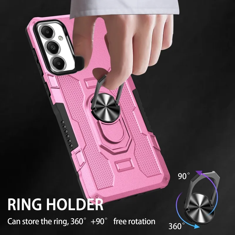 For Samsung Galaxy A05s 4G Phone Case Ring Kickstand PC + TPU Shockproof Cover - Pink