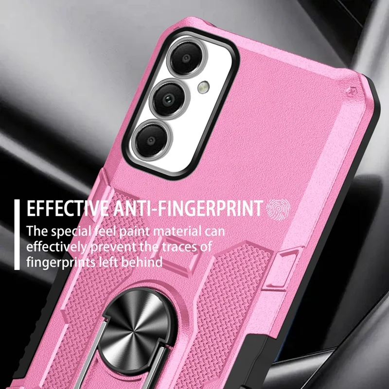 For Samsung Galaxy A05s 4G Phone Case Ring Kickstand PC + TPU Shockproof Cover - Pink