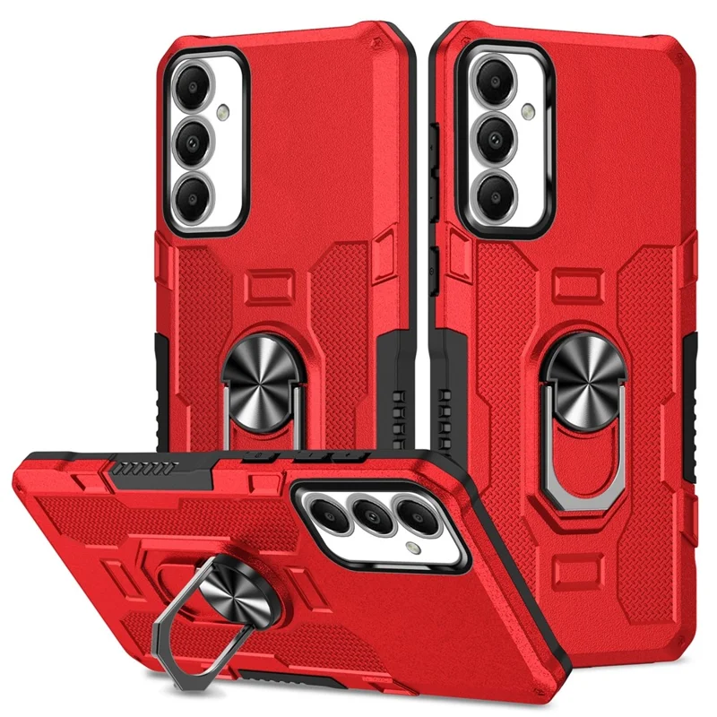 For Samsung Galaxy A05s 4G Phone Case Ring Kickstand PC + TPU Shockproof Cover - Red
