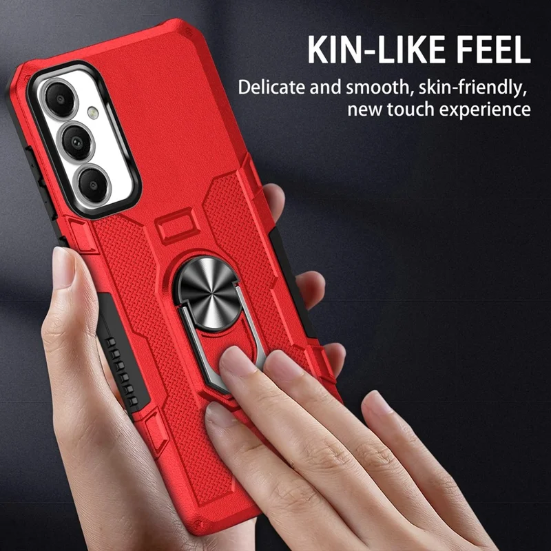 For Samsung Galaxy A05s 4G Phone Case Ring Kickstand PC + TPU Shockproof Cover - Red