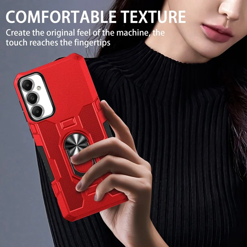 For Samsung Galaxy A05s 4G Phone Case Ring Kickstand PC + TPU Shockproof Cover - Red