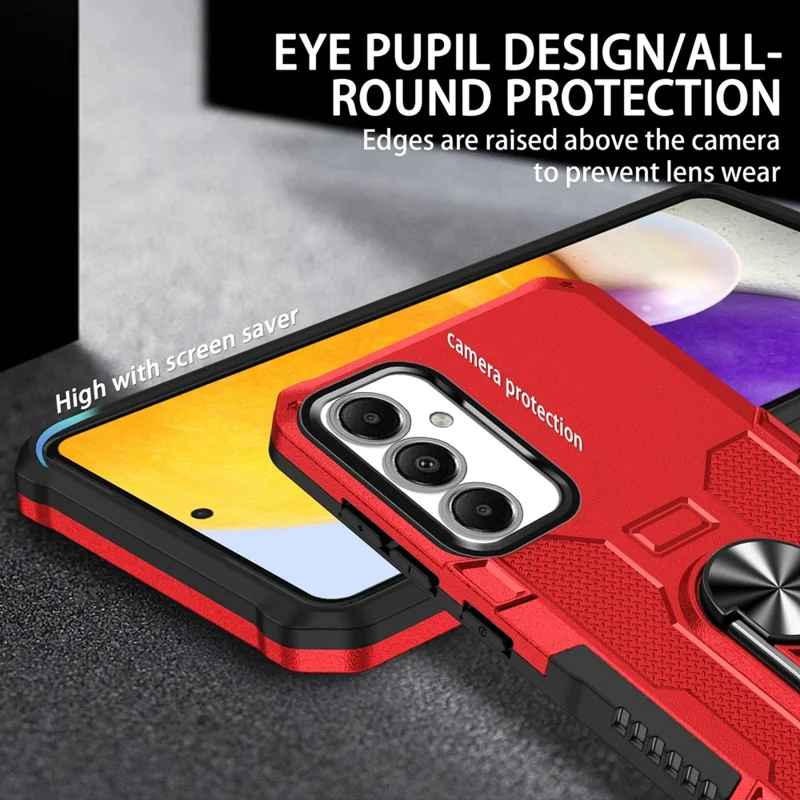 For Samsung Galaxy A05s 4G Phone Case Ring Kickstand PC + TPU Shockproof Cover - Red