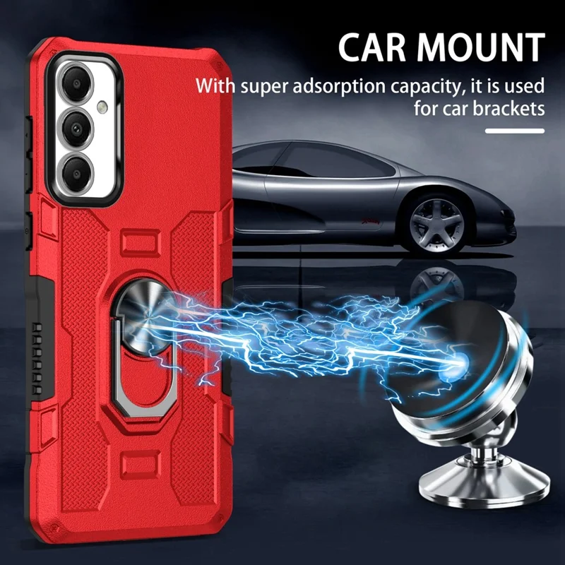 For Samsung Galaxy A05s 4G Phone Case Ring Kickstand PC + TPU Shockproof Cover - Red