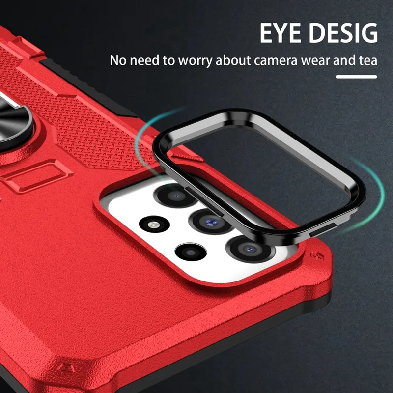 For Samsung Galaxy A05s 4G Phone Case Ring Kickstand PC + TPU Shockproof Cover - Red