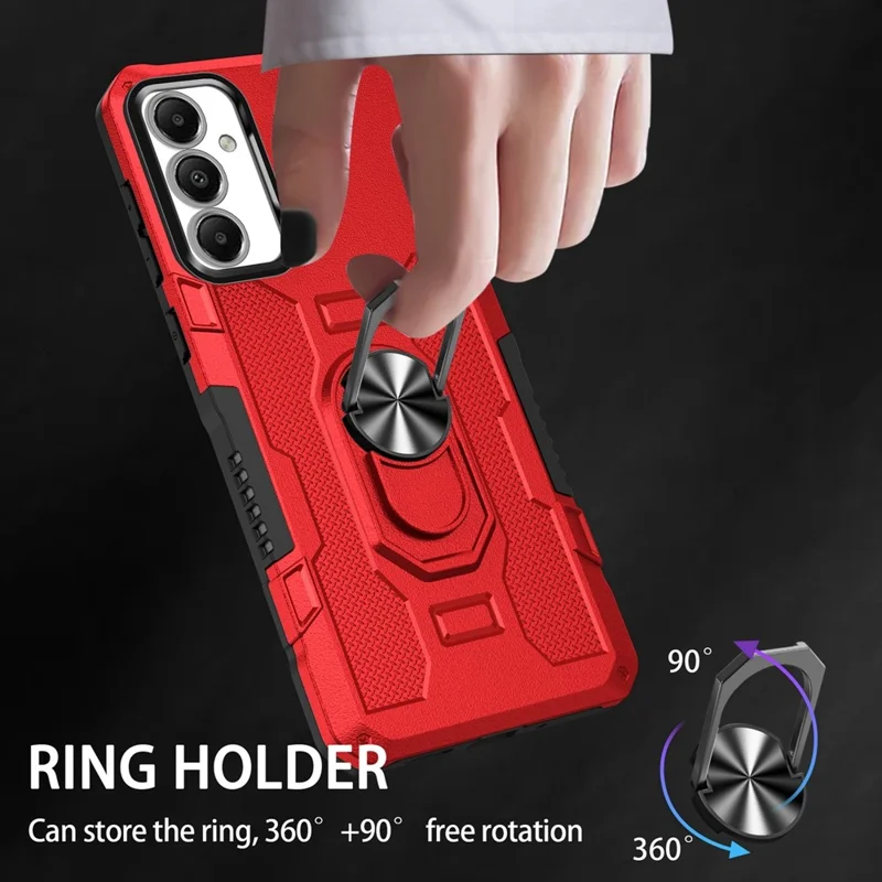 For Samsung Galaxy A05s 4G Phone Case Ring Kickstand PC + TPU Shockproof Cover - Red