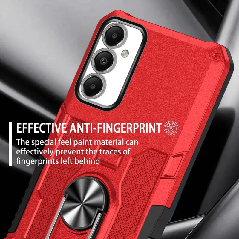 For Samsung Galaxy A05s 4G Phone Case Ring Kickstand PC + TPU Shockproof Cover - Red