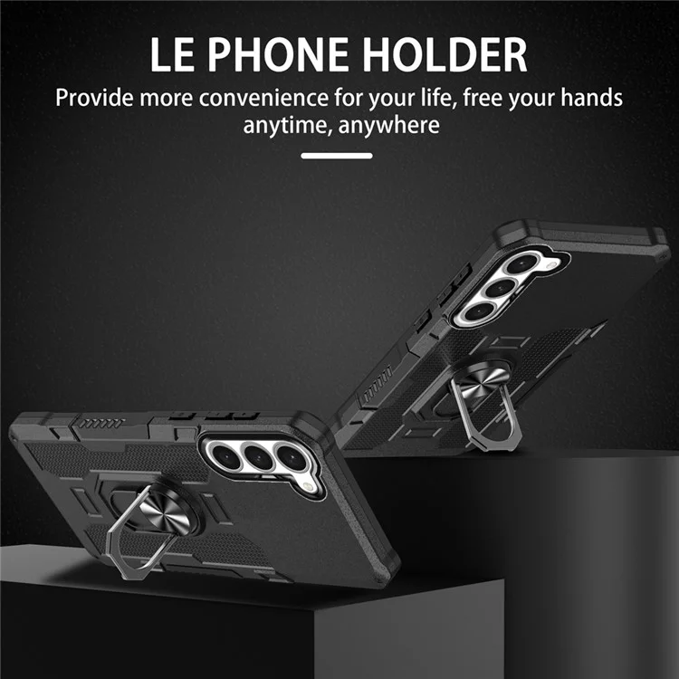 For Samsung Galaxy S23+ Phone Case Ring Kickstand PC + TPU Shockproof Cover