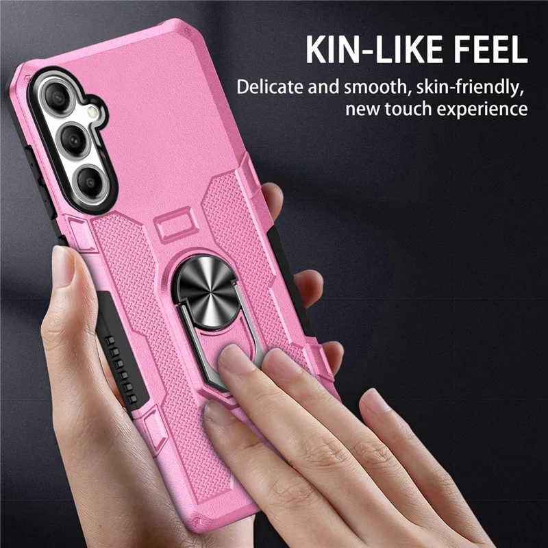 For Samsung Galaxy S25 / S24 Phone Case Ring Kickstand PC + TPU Shockproof Cover - Pink