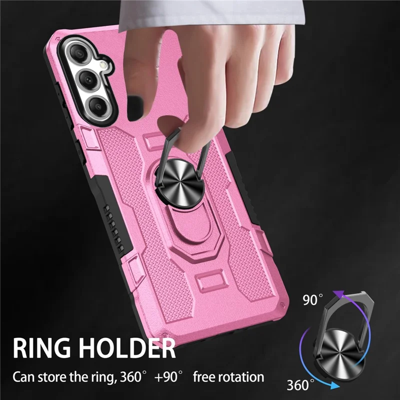 For Samsung Galaxy S25+ / S24+ Phone Case Ring Kickstand PC + TPU Shockproof Cover - Pink