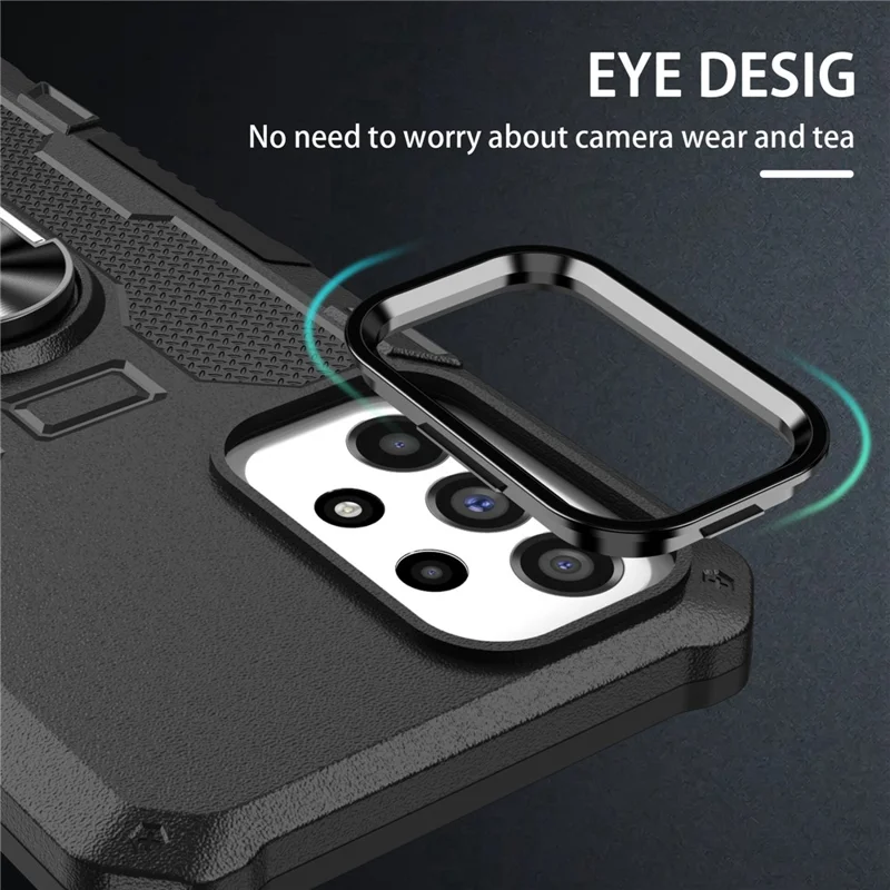 For Samsung Galaxy S25 Ultra Phone Case Ring Kickstand PC + TPU Shockproof Cover - Black