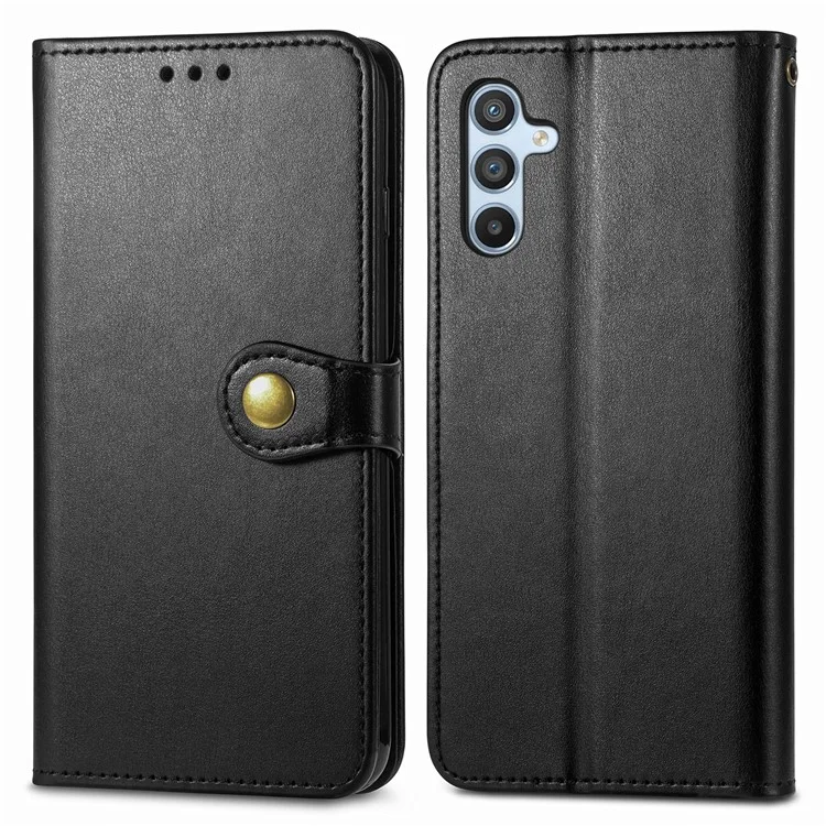 For Samsung Galaxy A56 5G Case Leather Phone Case Wallet Stand Cover with Wrist Strap - Black