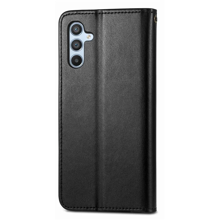 For Samsung Galaxy A56 5G Case Leather Phone Case Wallet Stand Cover with Wrist Strap - Black