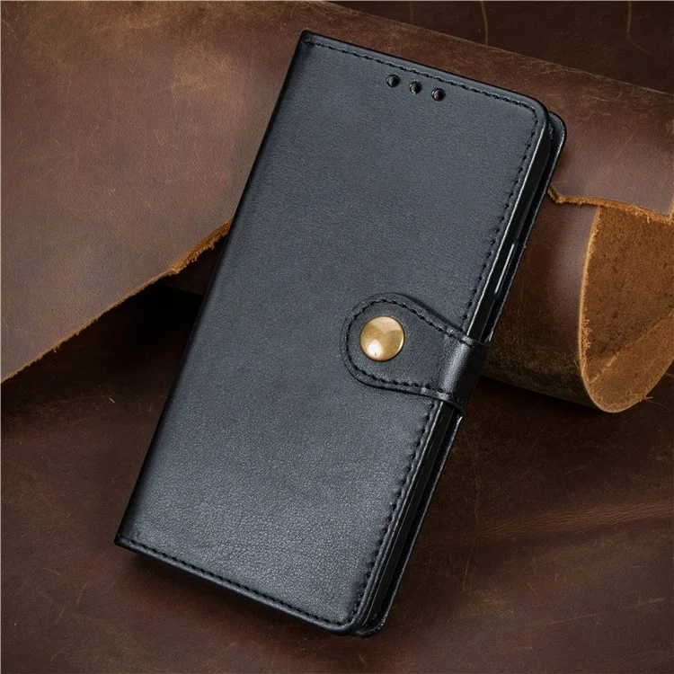 For Samsung Galaxy A56 5G Case Leather Phone Case Wallet Stand Cover with Wrist Strap - Black