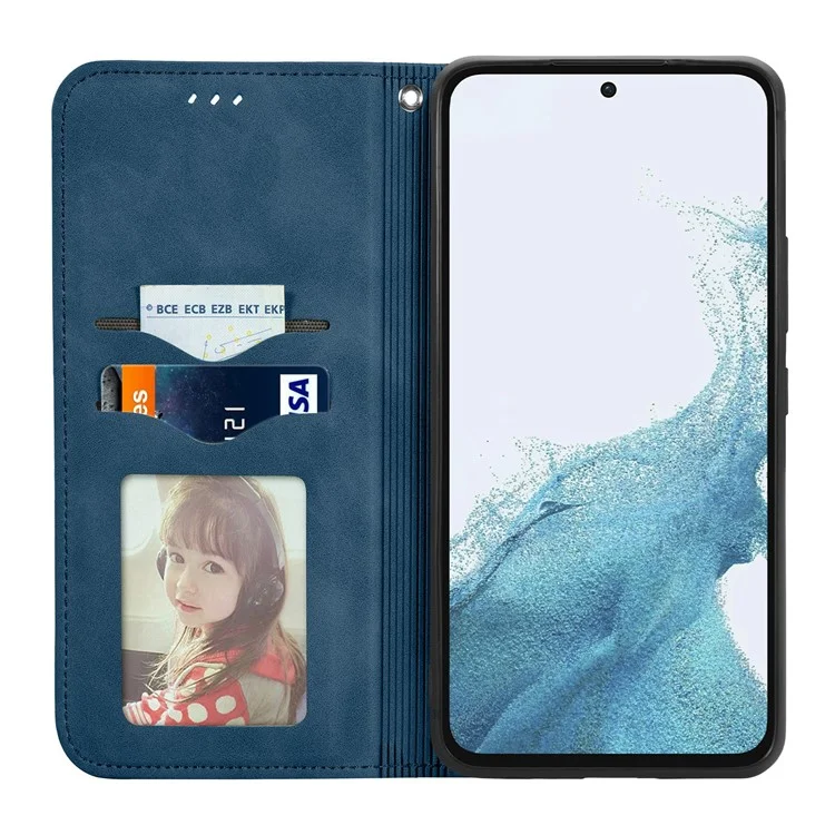 Cover per Samsung Galaxy A56 5G con Sensazione Soft-Touch, Porta Carte e Chiusura Magnetica - Blu Scuro