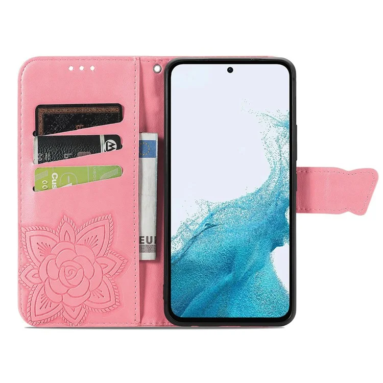 For Samsung Galaxy A56 5G Case Wallet PU Leather Phone Cover Butterfly Pattern - Pink