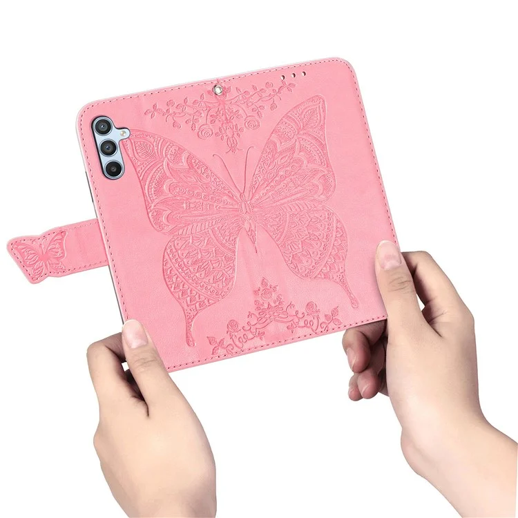 For Samsung Galaxy A56 5G Case Wallet PU Leather Phone Cover Butterfly Pattern - Pink