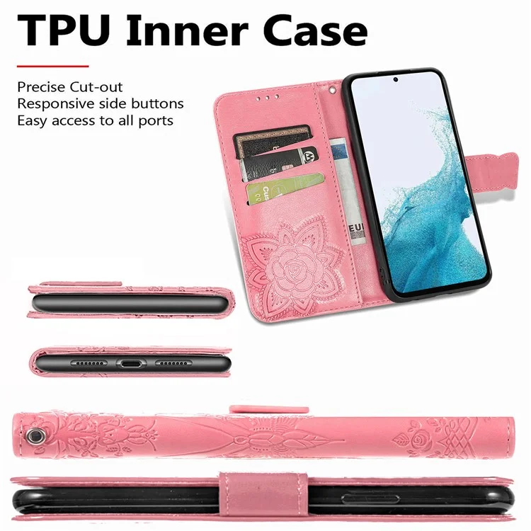 For Samsung Galaxy A56 5G Case Wallet PU Leather Phone Cover Butterfly Pattern - Pink