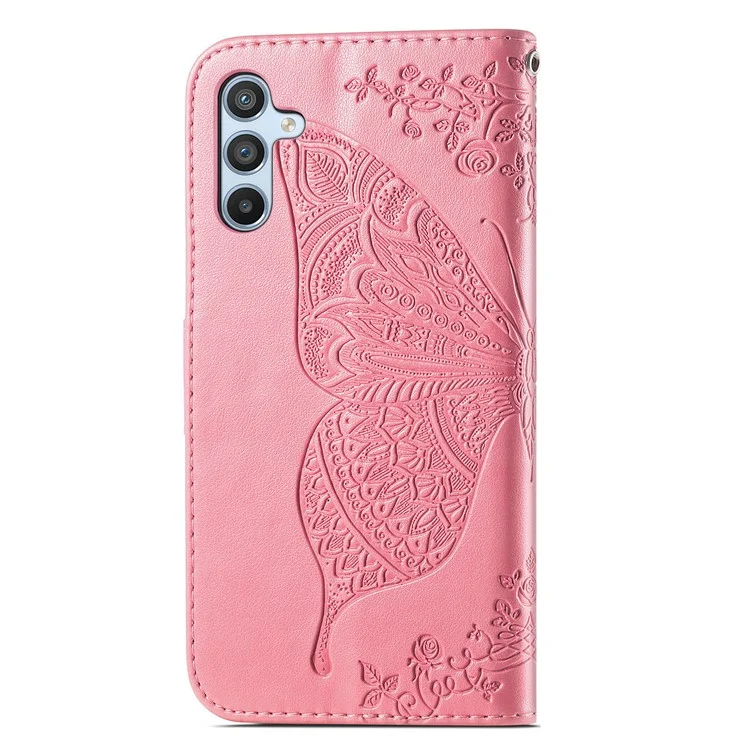 For Samsung Galaxy A56 5G Case Wallet PU Leather Phone Cover Butterfly Pattern - Pink