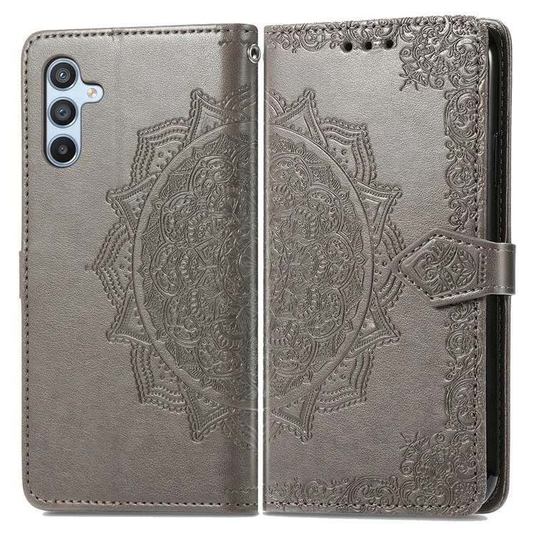 For Samsung Galaxy A56 5G Case Wallet Mandala Flower Leather Phone Cover Stand View - Grey