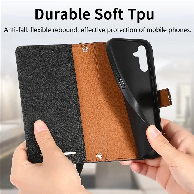Cover a portafoglio in pelle per Samsung Galaxy A56 5G con blocco RFID e tasca con zip - Nero