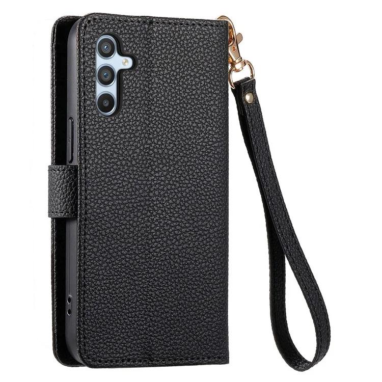 Cover a portafoglio in pelle per Samsung Galaxy A56 5G con blocco RFID e tasca con zip - Nero