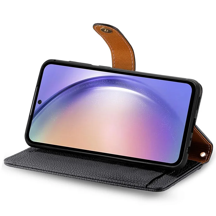 Cover a portafoglio in pelle per Samsung Galaxy A56 5G con blocco RFID e tasca con zip - Nero