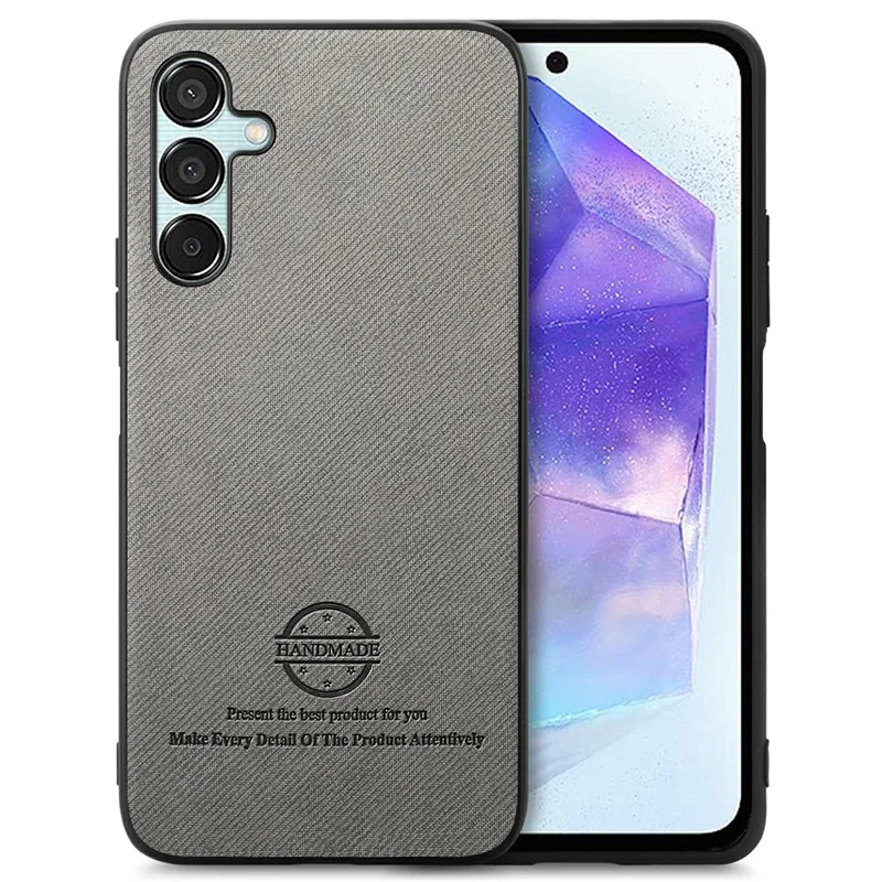 For Samsung Galaxy A36 5G Case Cloth Texture Leather + PC + TPU Anti-Drop Phone Cover - Grey
