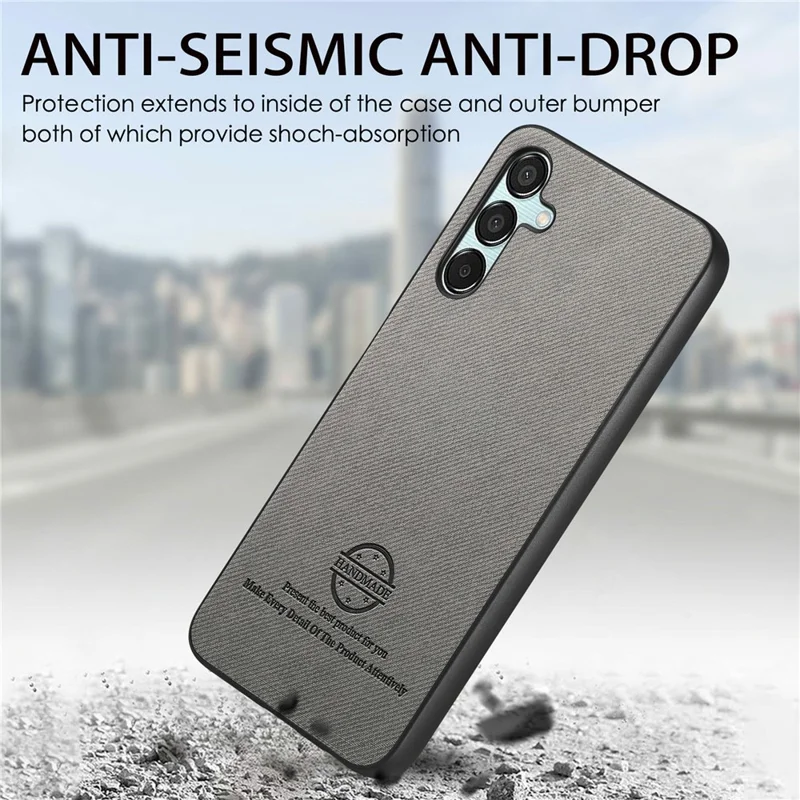 For Samsung Galaxy A36 5G Case Cloth Texture Leather + PC + TPU Anti-Drop Phone Cover - Grey