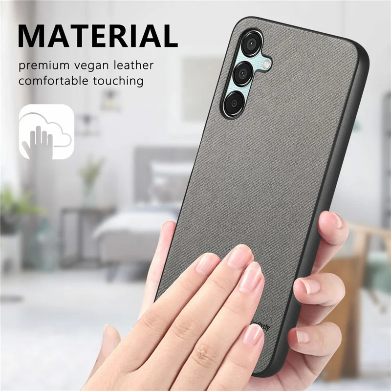 For Samsung Galaxy A36 5G Case Cloth Texture Leather + PC + TPU Anti-Drop Phone Cover - Grey