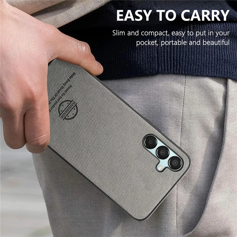 For Samsung Galaxy A36 5G Case Cloth Texture Leather + PC + TPU Anti-Drop Phone Cover - Grey