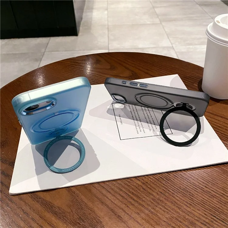 Funda Magnética con Soporte para iPhone 16e - TPU + PC Carcasa Trasera - Azul Transparente
