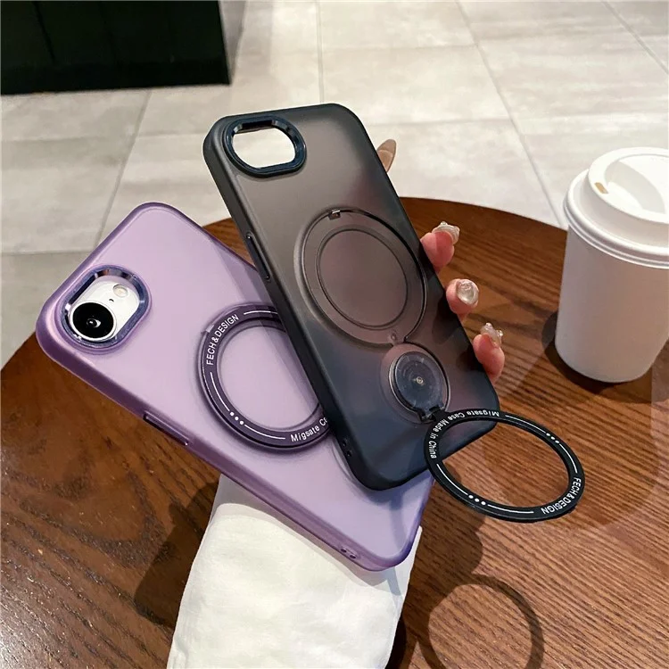 Funda Magnética con Soporte para iPhone 16e - TPU + PC Carcasa Trasera - Azul Transparente